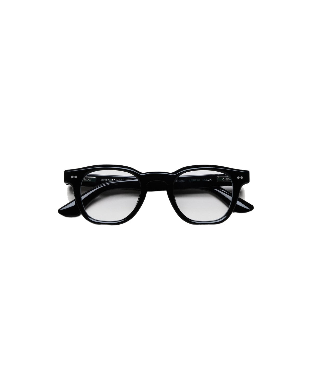 Front view of CHIMI 01 Core Black Clear eyeglasses.