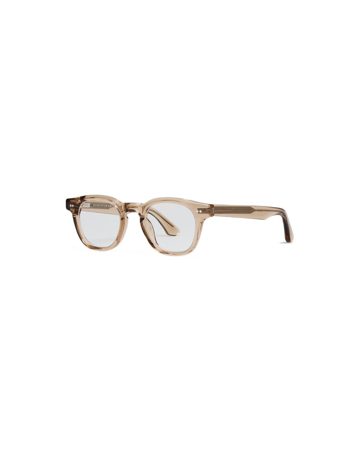 Side profile of CHIMI 01 Core Light Brown Clear eyeglasses.
