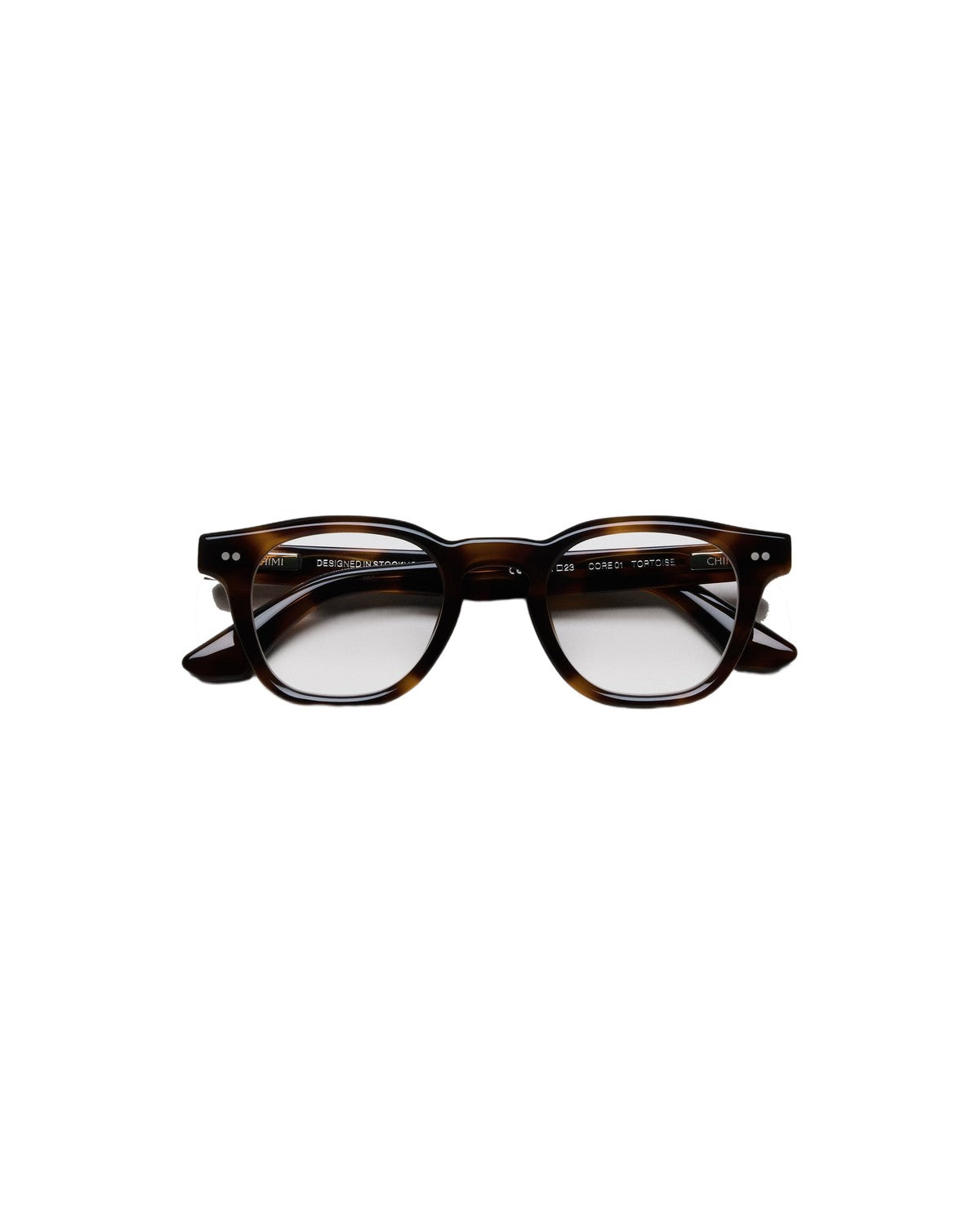 Front view of CHIMI 01 Core Tortoise Clear eyeglasses.