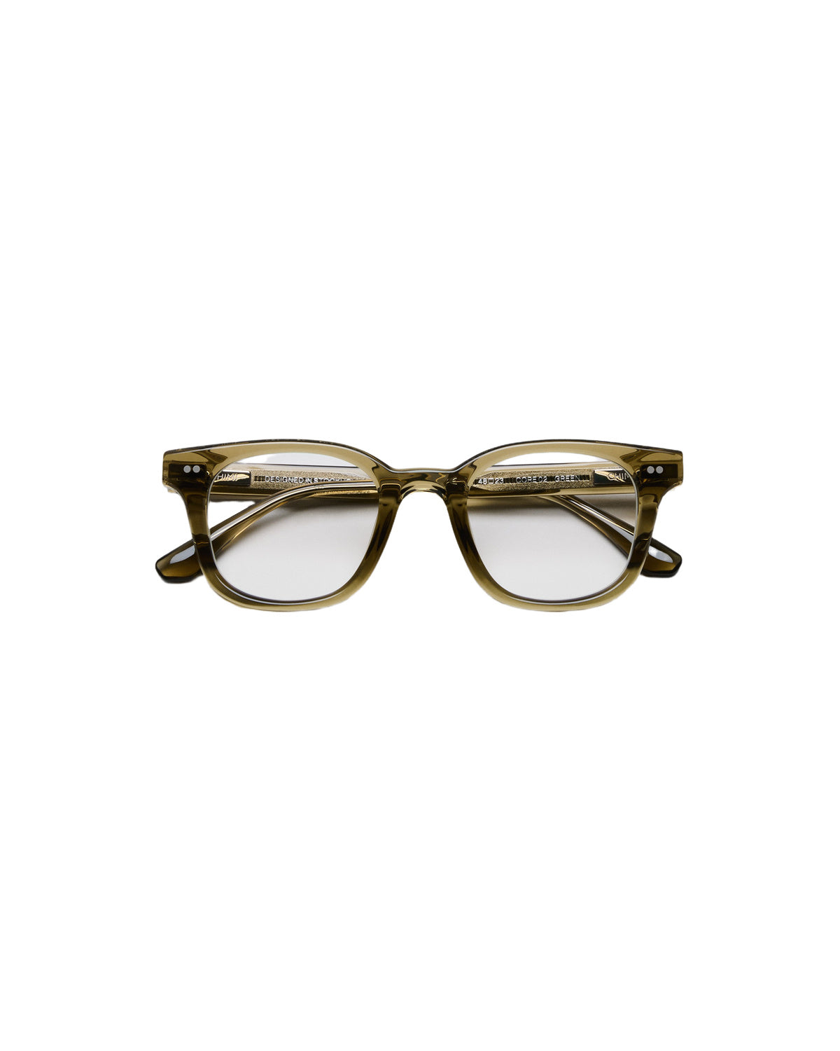 Front view of CHIMI 02 Core Green Clear Eyeglasses