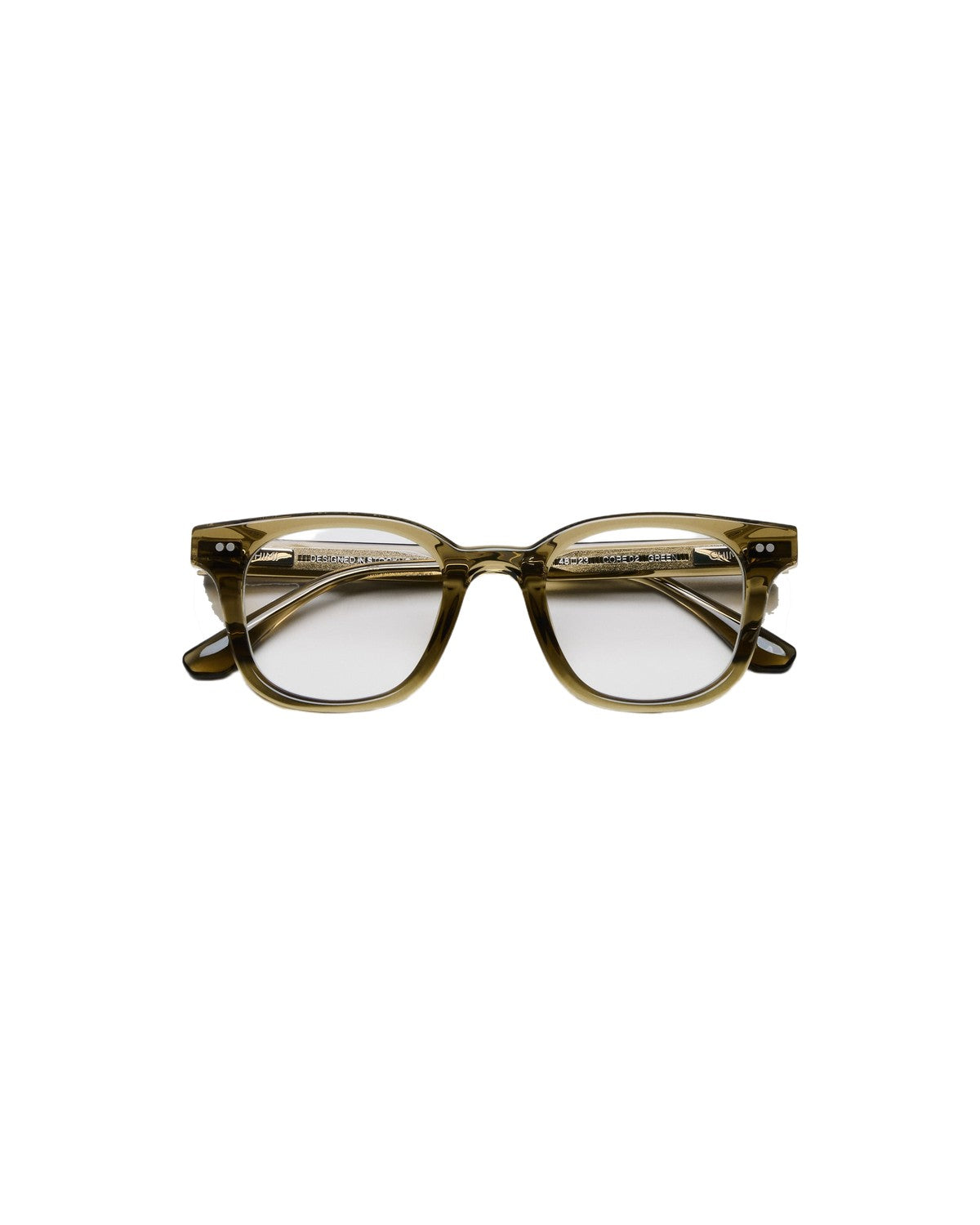 Front view of CHIMI 02 Core Green Clear eyeglasses.