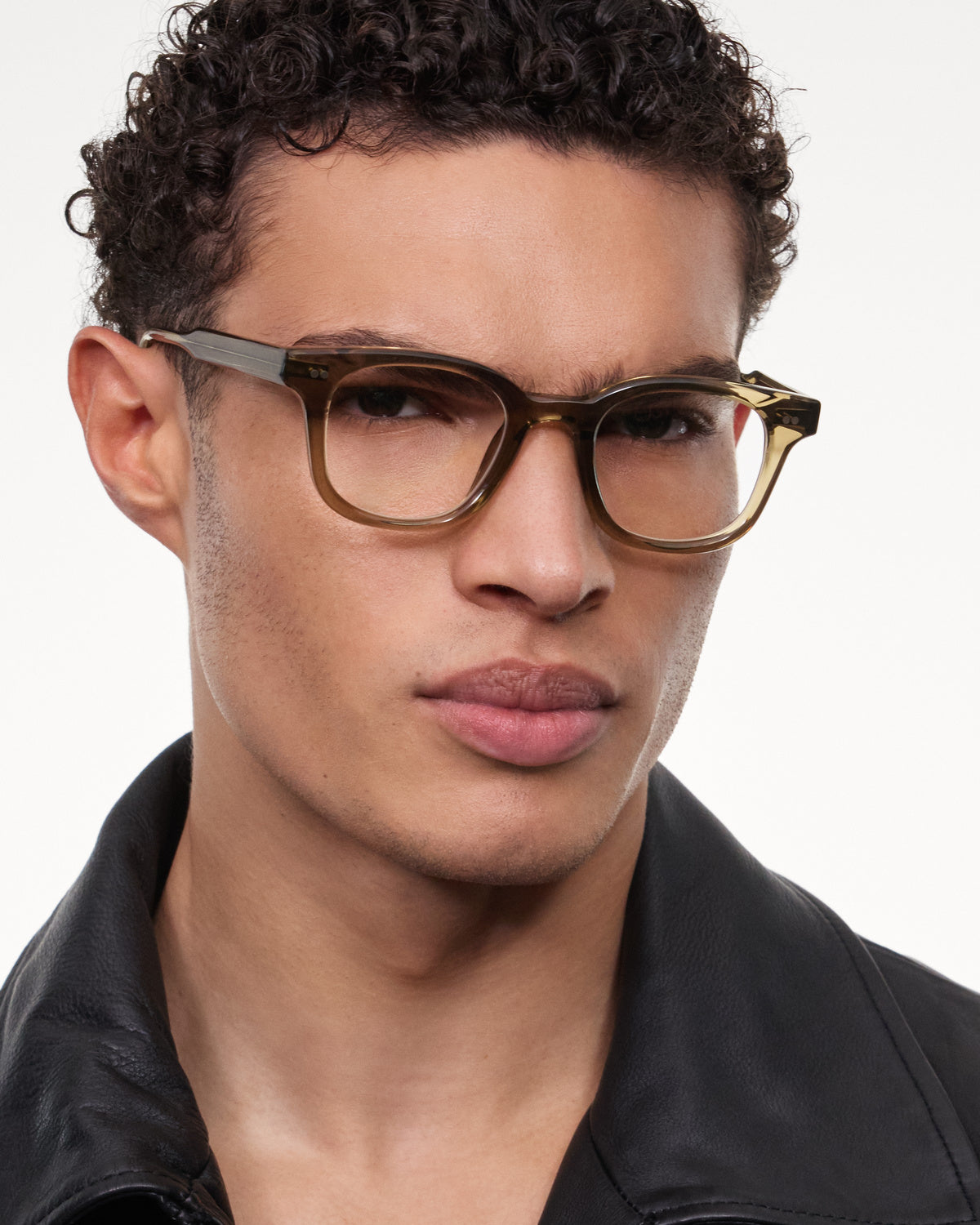 Model wearing CHIMI 02 Core Green Clear Eyeglasses