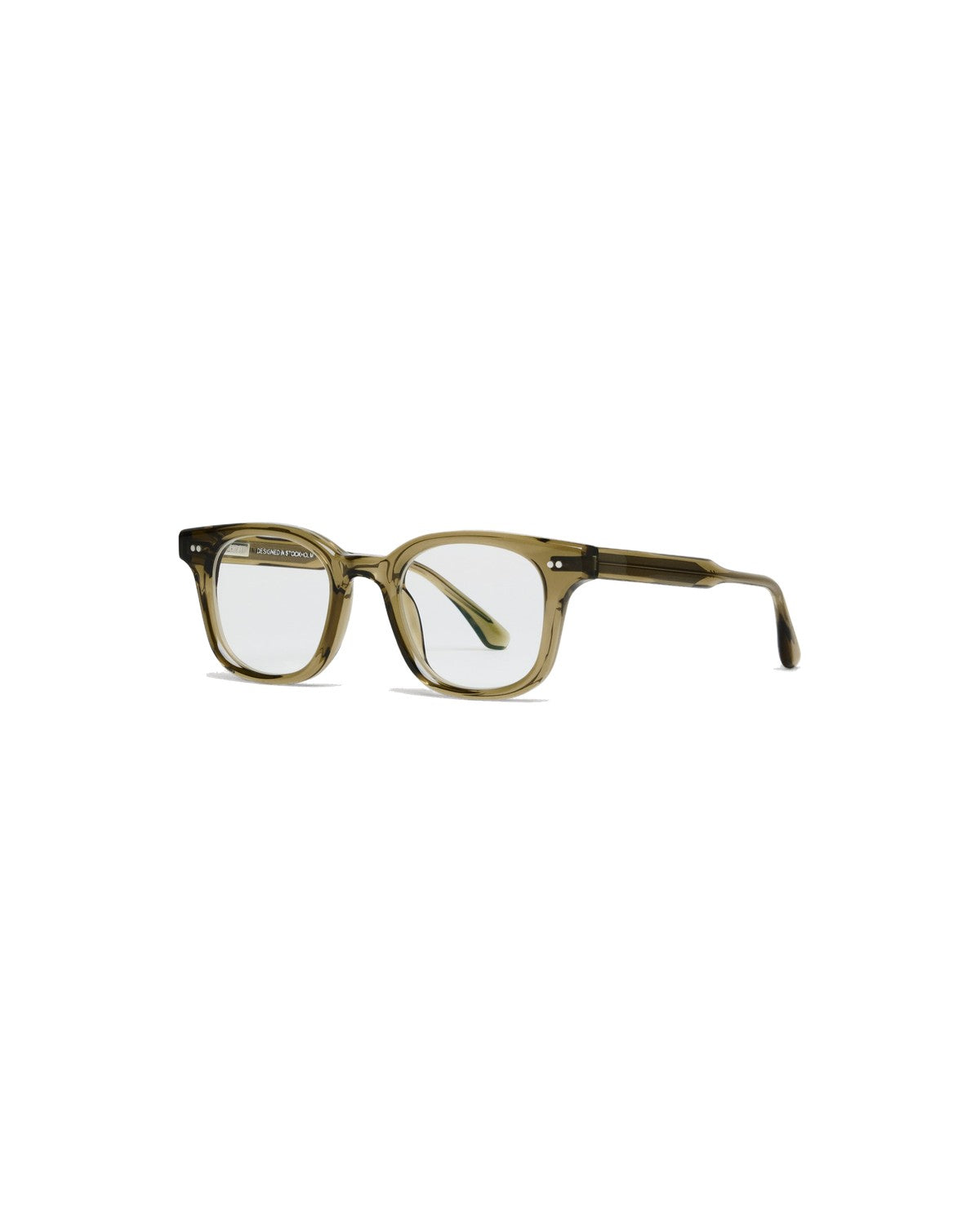 Side profile of CHIMI 02 Core Green Clear eyeglasses.