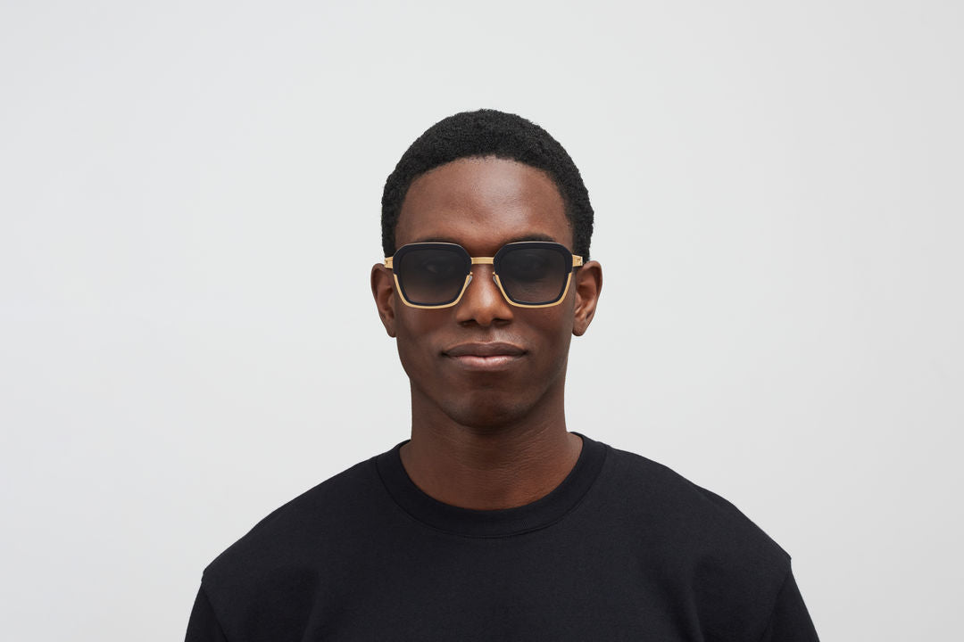 MYKITA MISTY A76-Glossy Gold/Milky Indigo / Raw Black Gradient