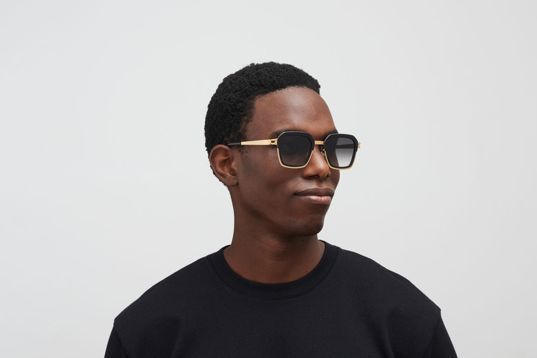 MYKITA MISTY A76-Glossy Gold/Milky Indigo / Raw Black Gradient