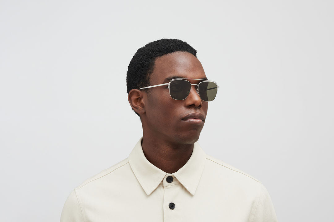 MYKITA NOR Shiny Silver / Raw Green Solid