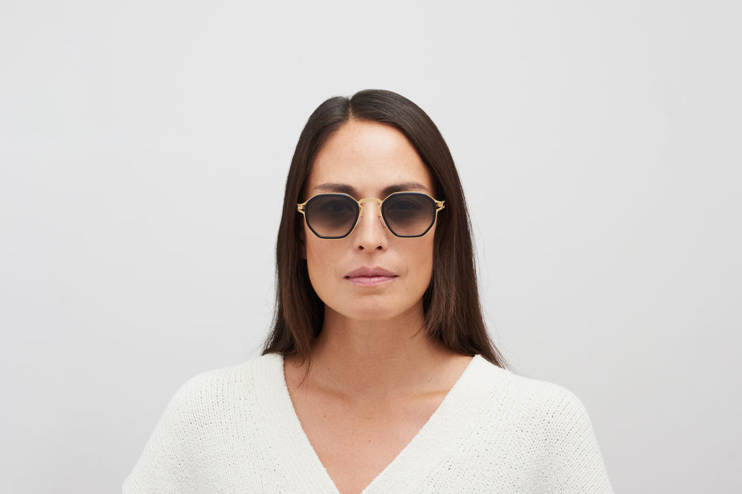 MYKITA GIA A76-Glossy Gold/Milky Indigo / Raw Black Gradient
