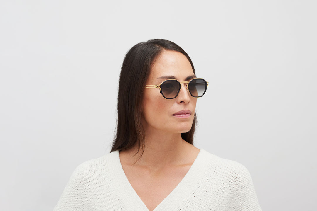 MYKITA GIA A76-Glossy Gold/Milky Indigo / Raw Black Gradient