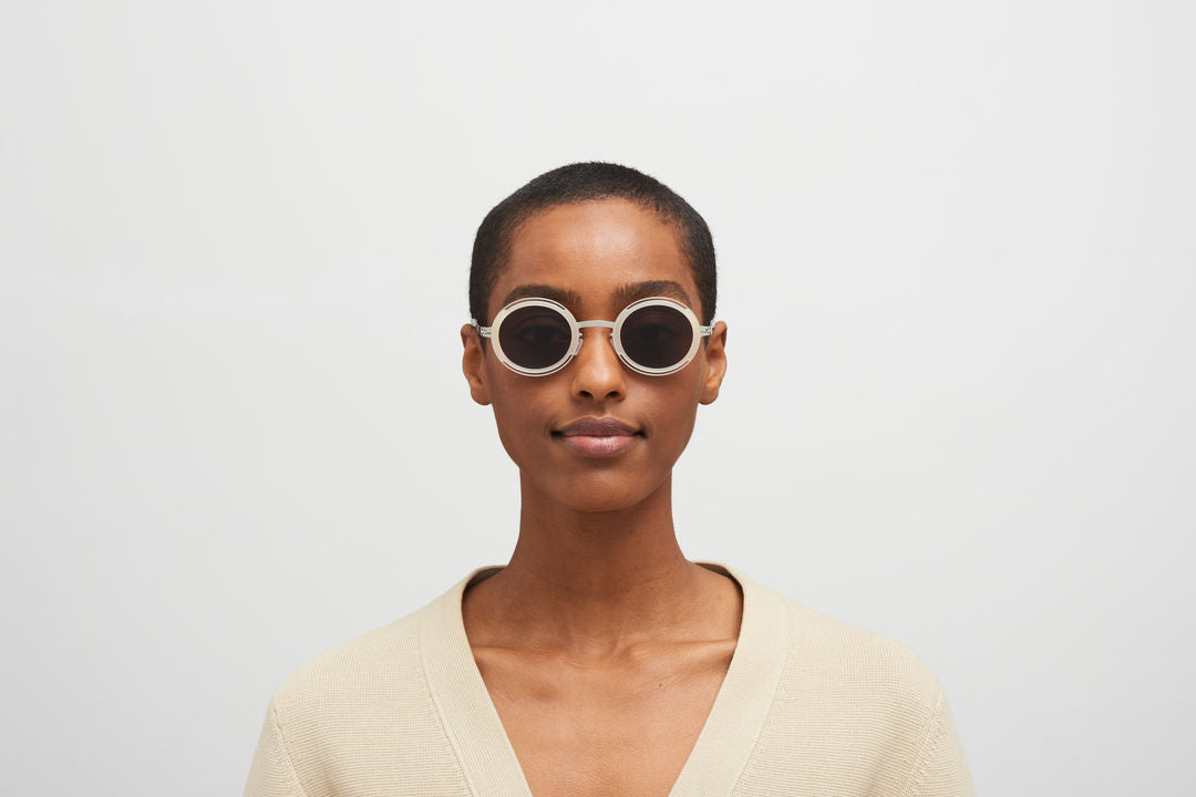 MYKITA PEARL A89-Shiny Silver/Blonde / Brown Solid