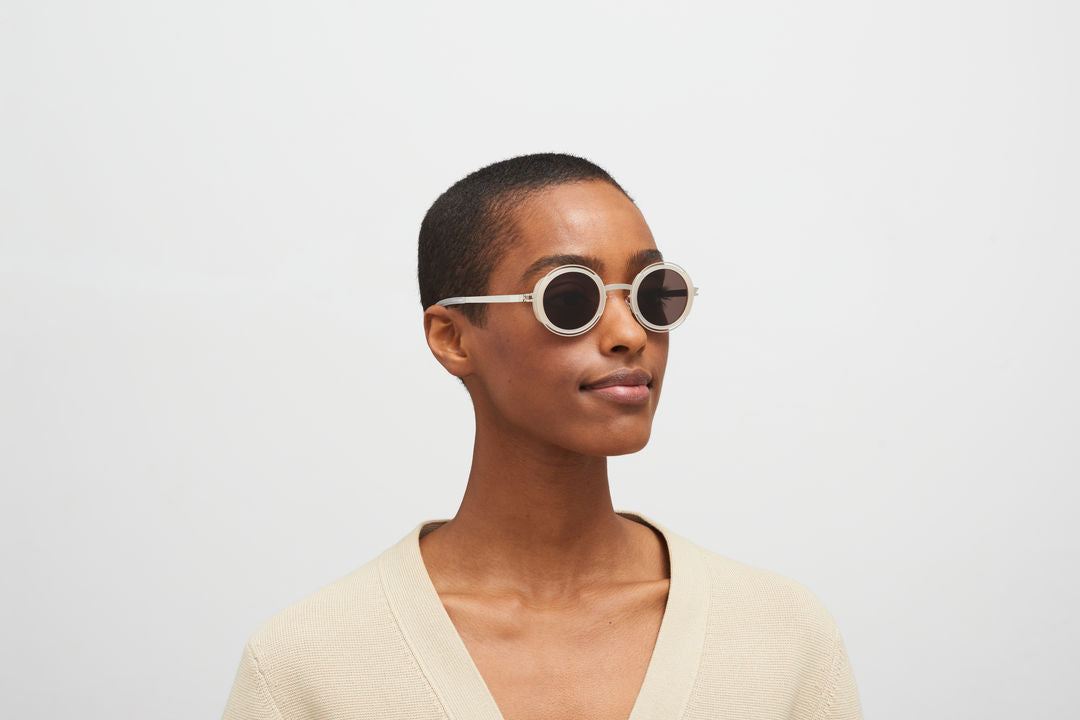 MYKITA PEARL A89-Shiny Silver/Blonde / Brown Solid