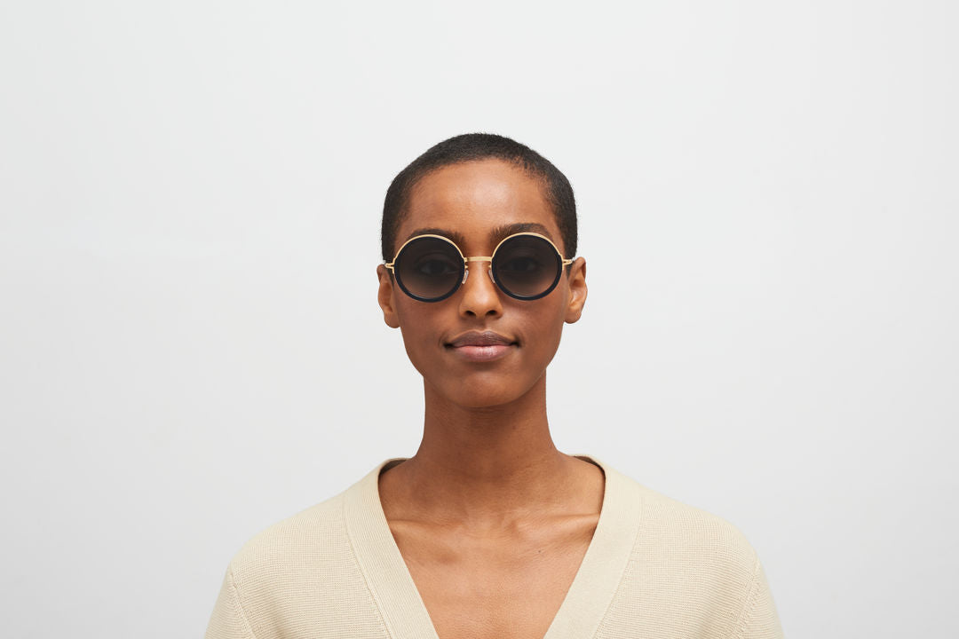 MYKITA MONROE A76-Glossy Gold/Milky Indigo / Raw Black Gradient