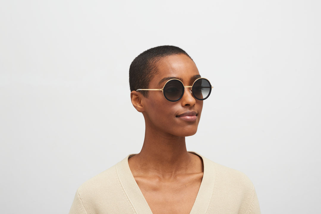 MYKITA MONROE A76-Glossy Gold/Milky Indigo / Raw Black Gradient