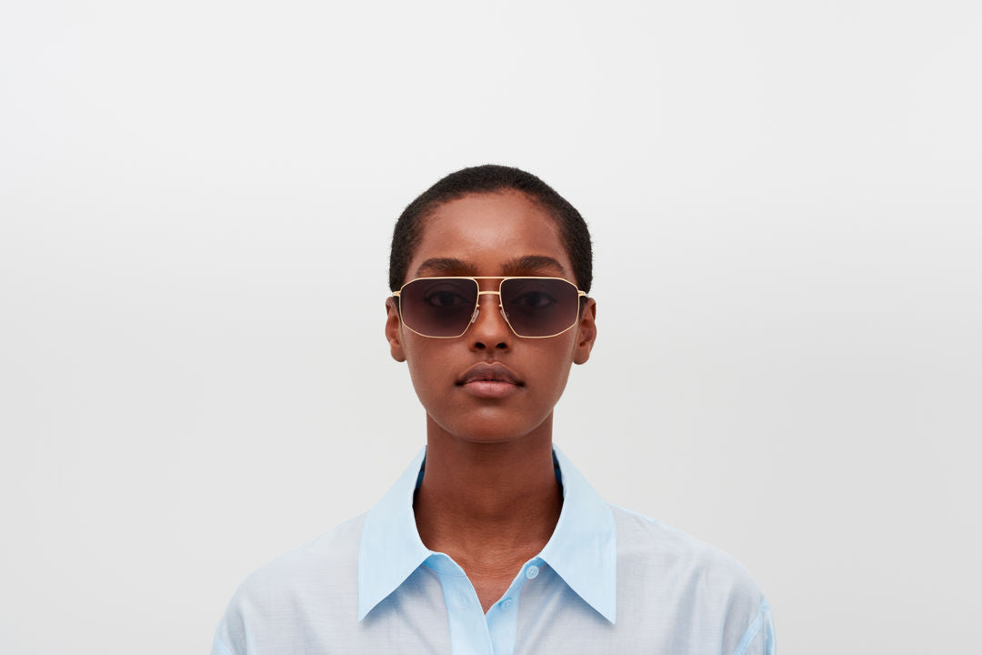 MYKITA SANTERI Glossy Gold / Cedar Brown Gradient