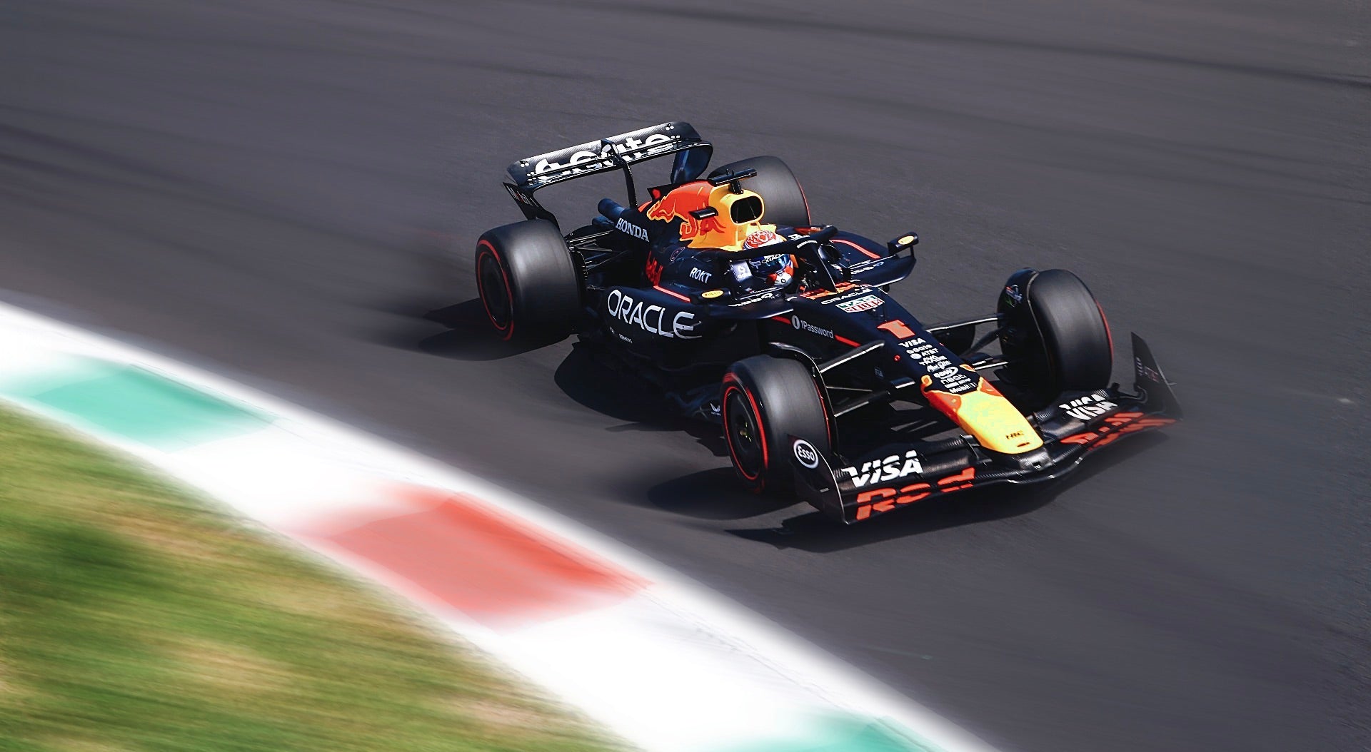Red Bull Racing Formula 1 car racing on Monza track