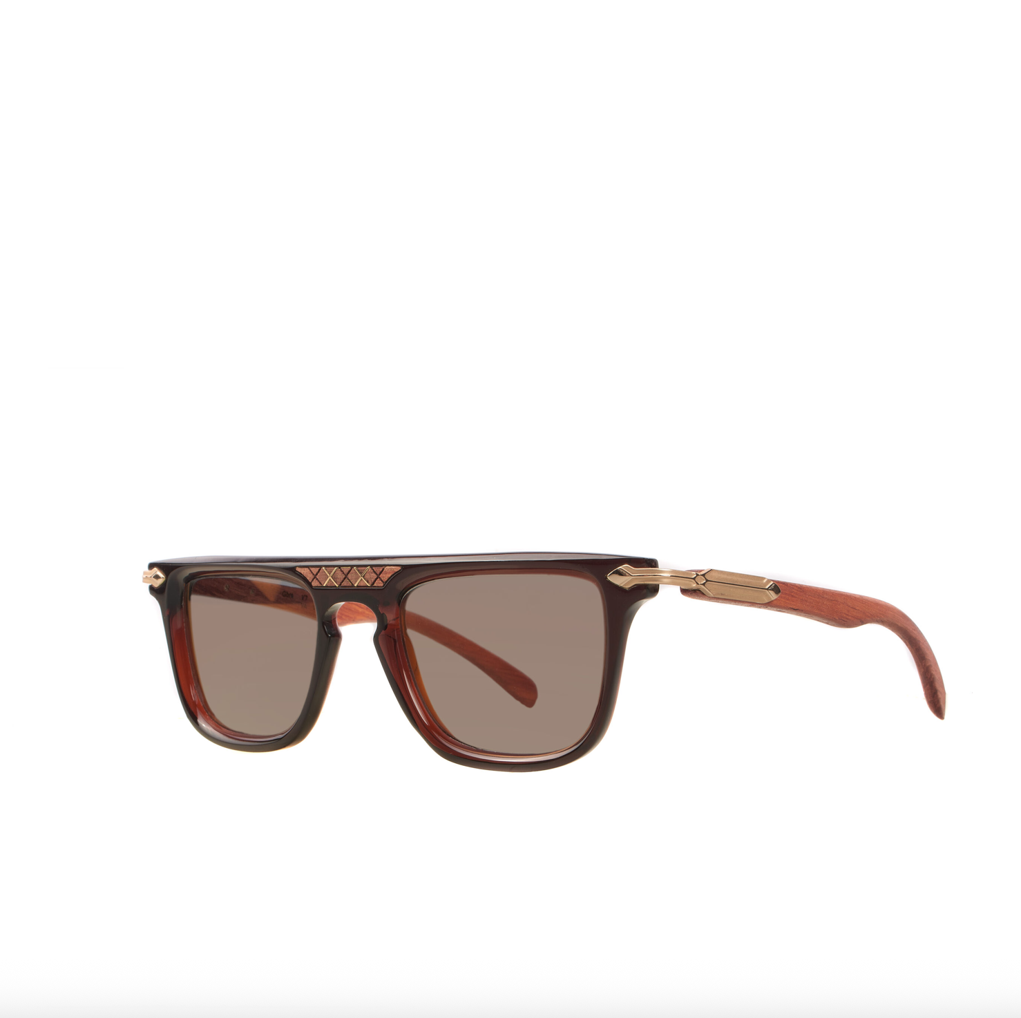 Sunglasses with brown frame and lenses on a white background