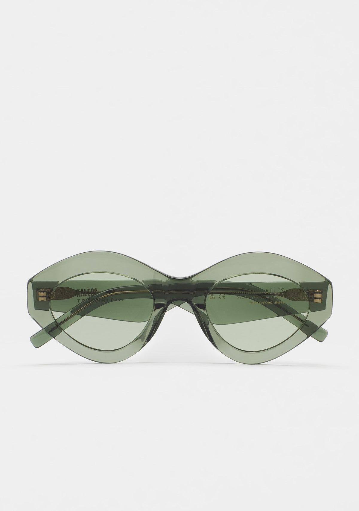 Front view of KALEOS Ailes 04 sunglasses in translucent green.