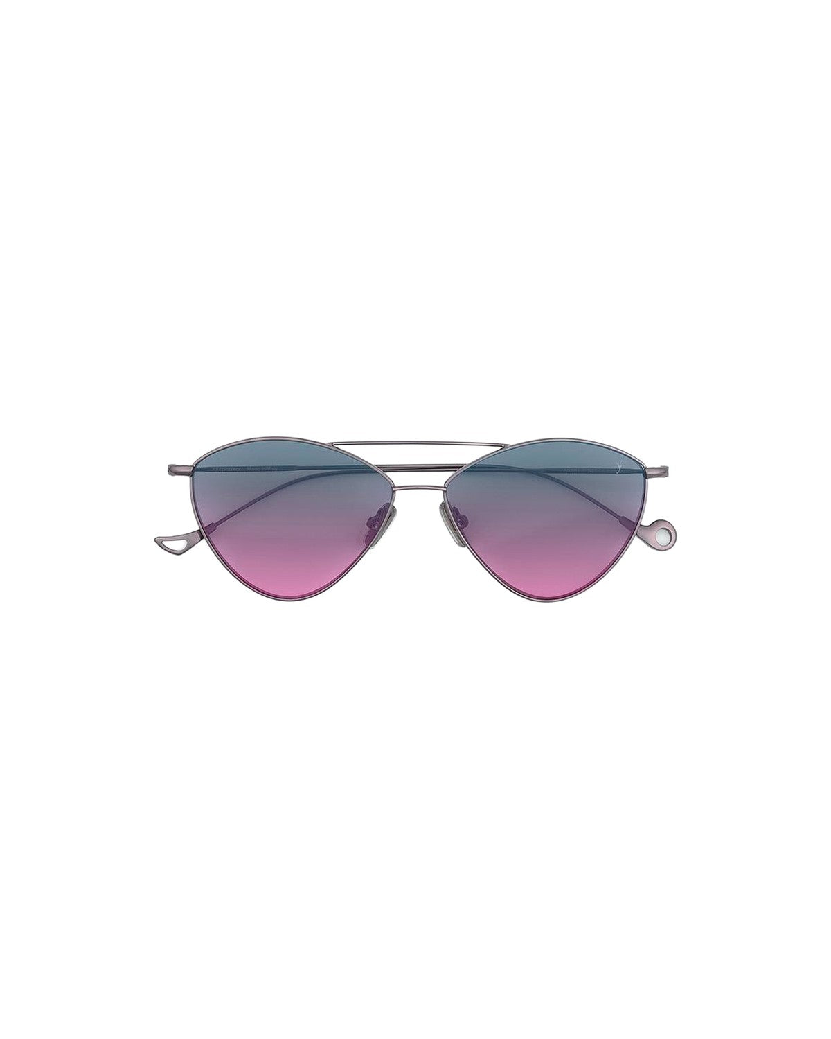 Front view of EYEPETIZER AMBRE C.3-20 sunglasses with gradient blue-to-pink lenses and silver metal frames.
