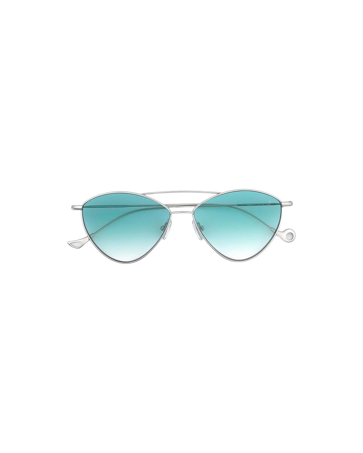 Front view of EYEPETIZER AMBRE C.1-21 sunglasses with gradient blue lenses and silver metal frame.