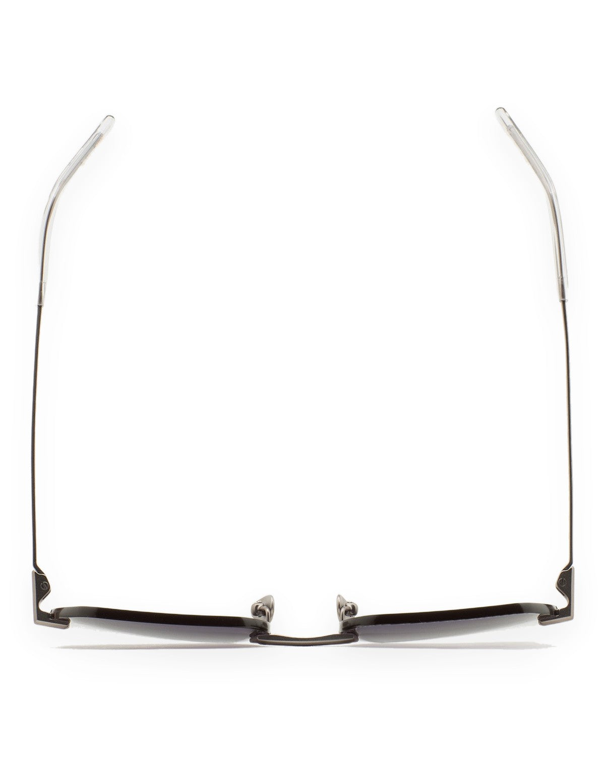 Top view of KALEOS Anselm Gun Matte Black Gradient sunglasses showing the temple configuration.