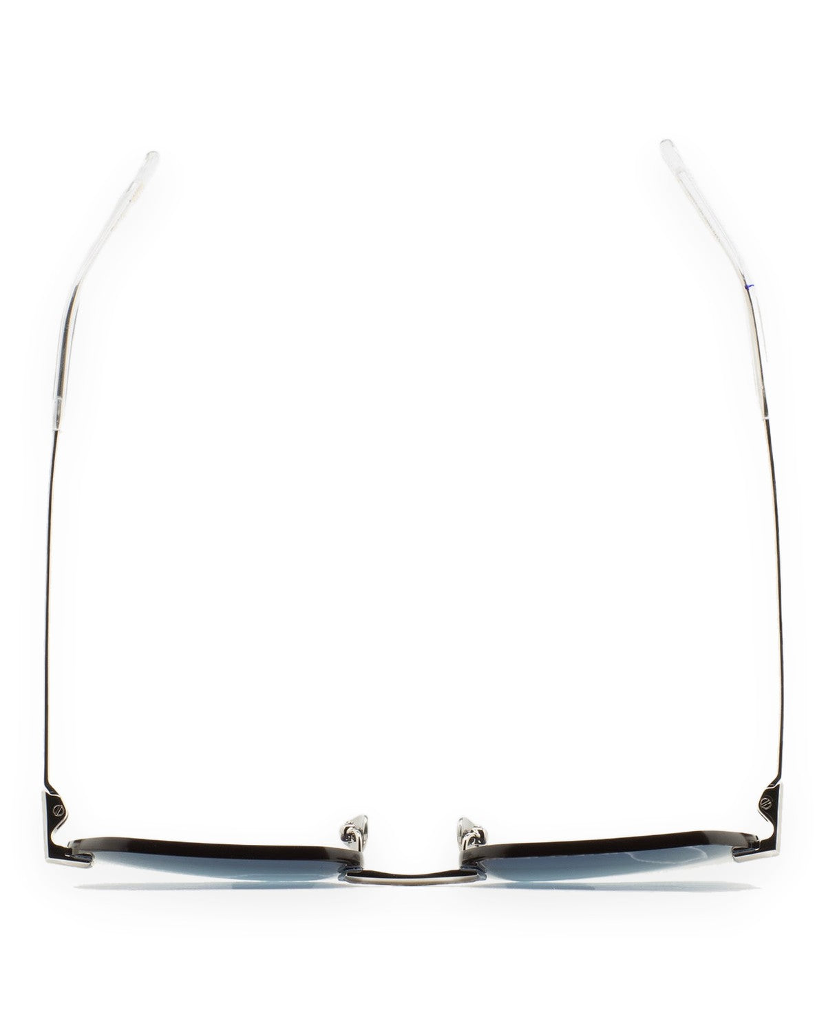 Folded overhead view of KALEOS Anselm Silver Gradient Blue sunglasses.