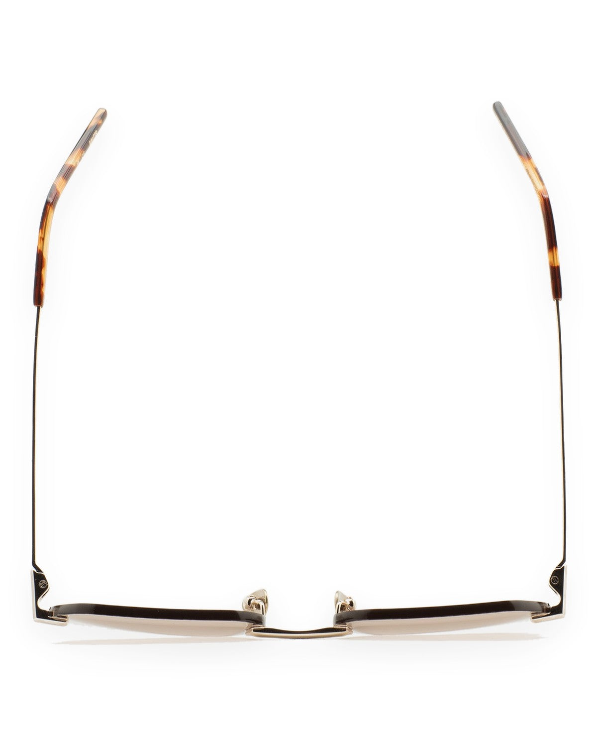 Overhead view of folded KALEOS Anselm Gold Brown Photochromic sunglasses showing temples.