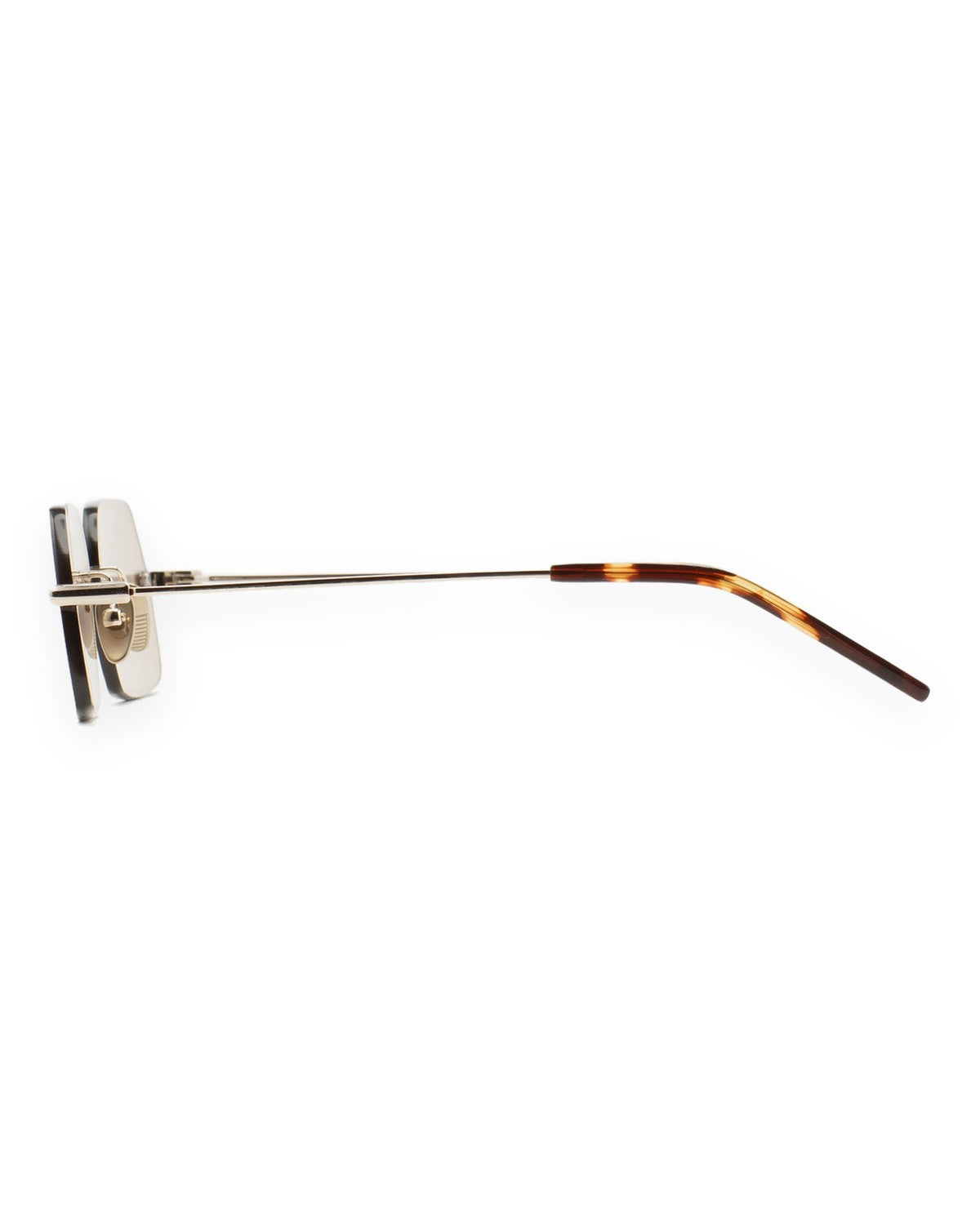 Side profile of KALEOS Anselm Gold Brown Photochromic sunglasses.