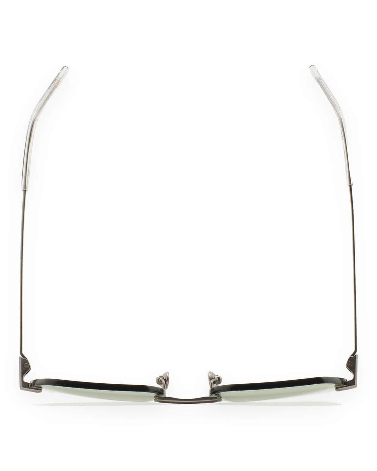 Folded overhead view of KALEOS Anselm Gun Matte Green Photochromic sunglasses.