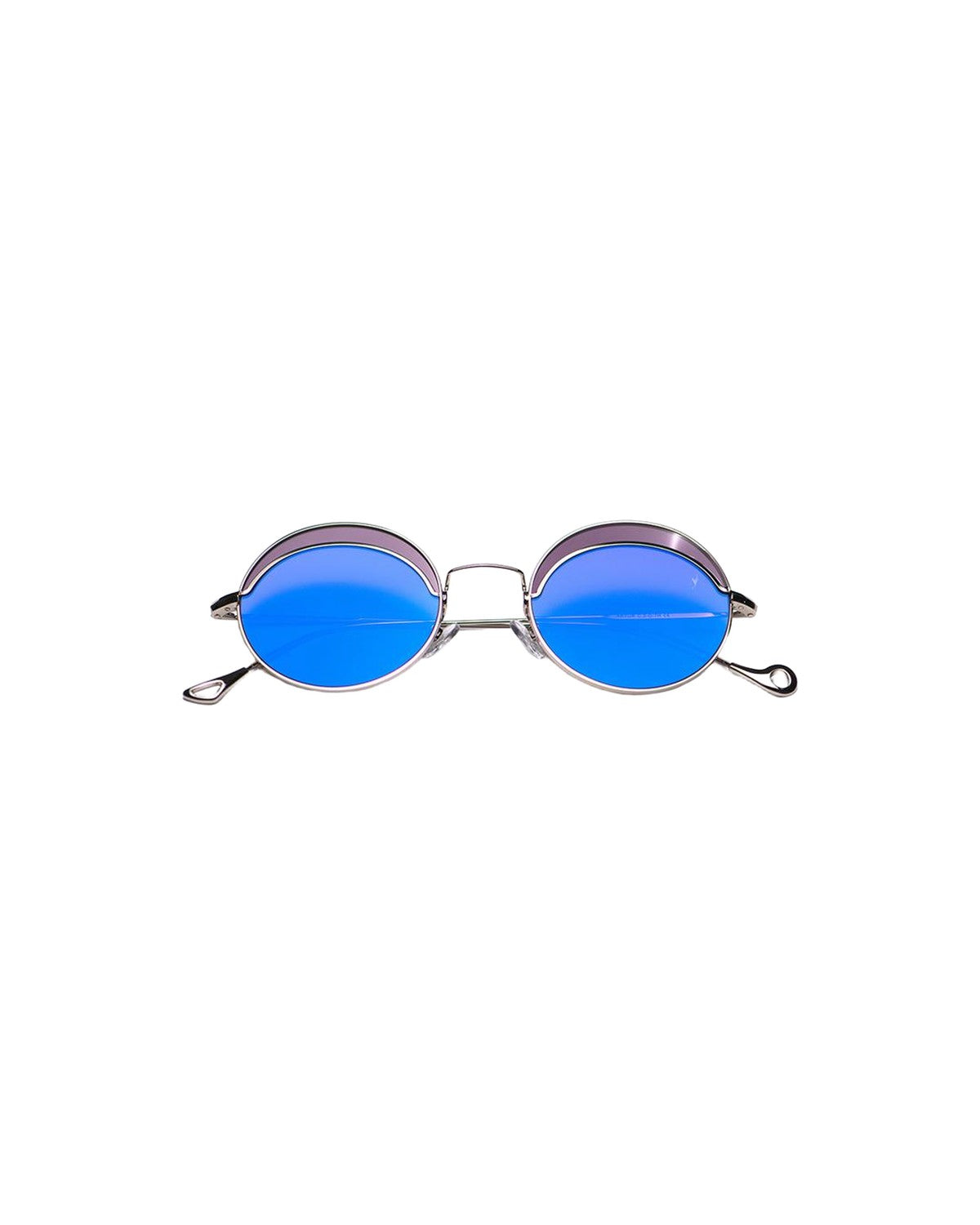 Front view of EYEPETIZER ARTUR C.2-D-7H sunglasses with blue mirrored lenses and metal frames.