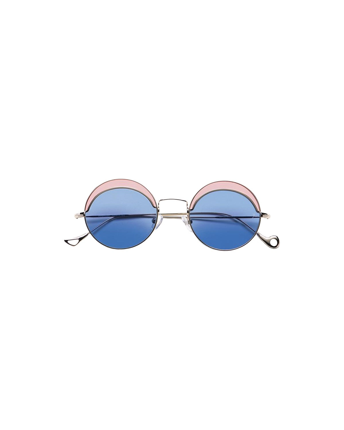 Front view of EYEPETIZER ARTUR C.2-1-2 sunglasses with blue lenses and pink top rim detailing.