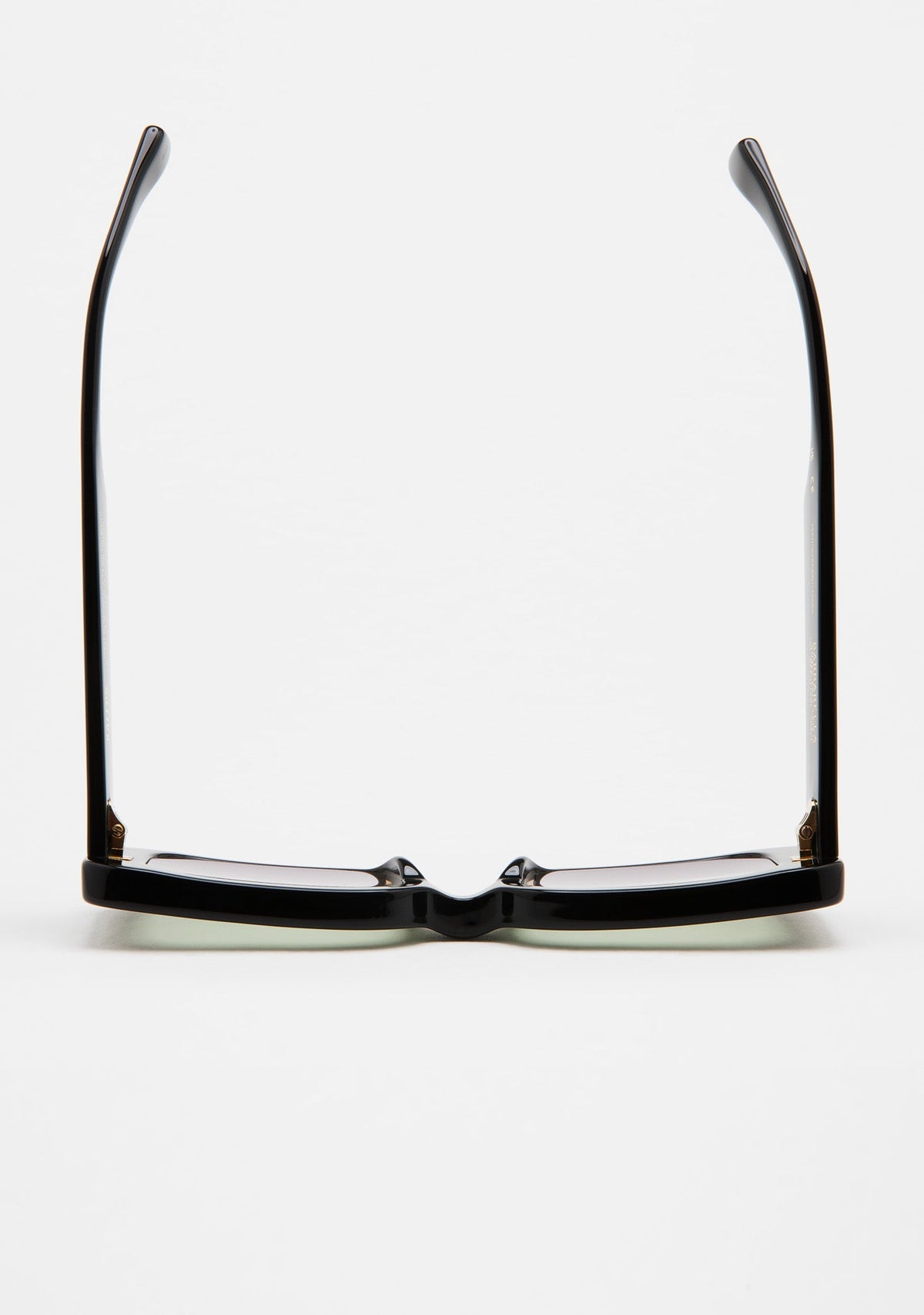 Top-down view of KALEOS Barbarella 17 sunglasses with temples open.