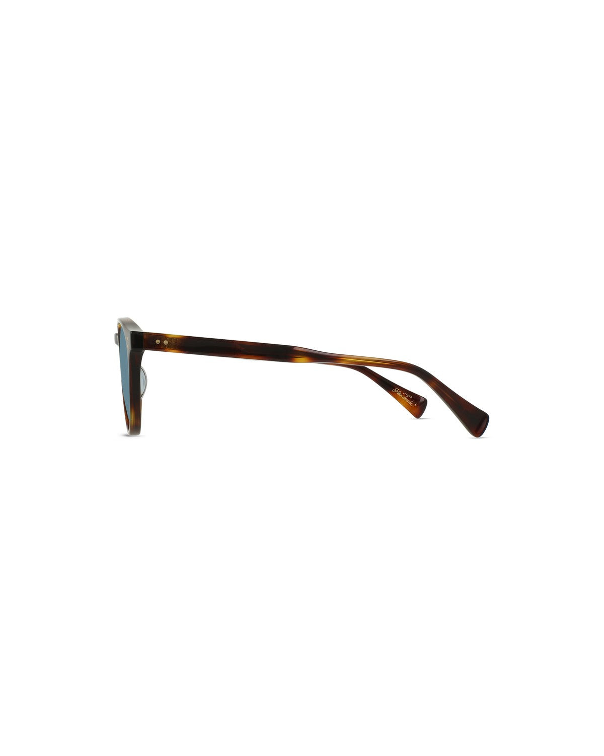 Side profile of RAEN Beal Sun 50 Kola Tortoise Plume sunglasses.