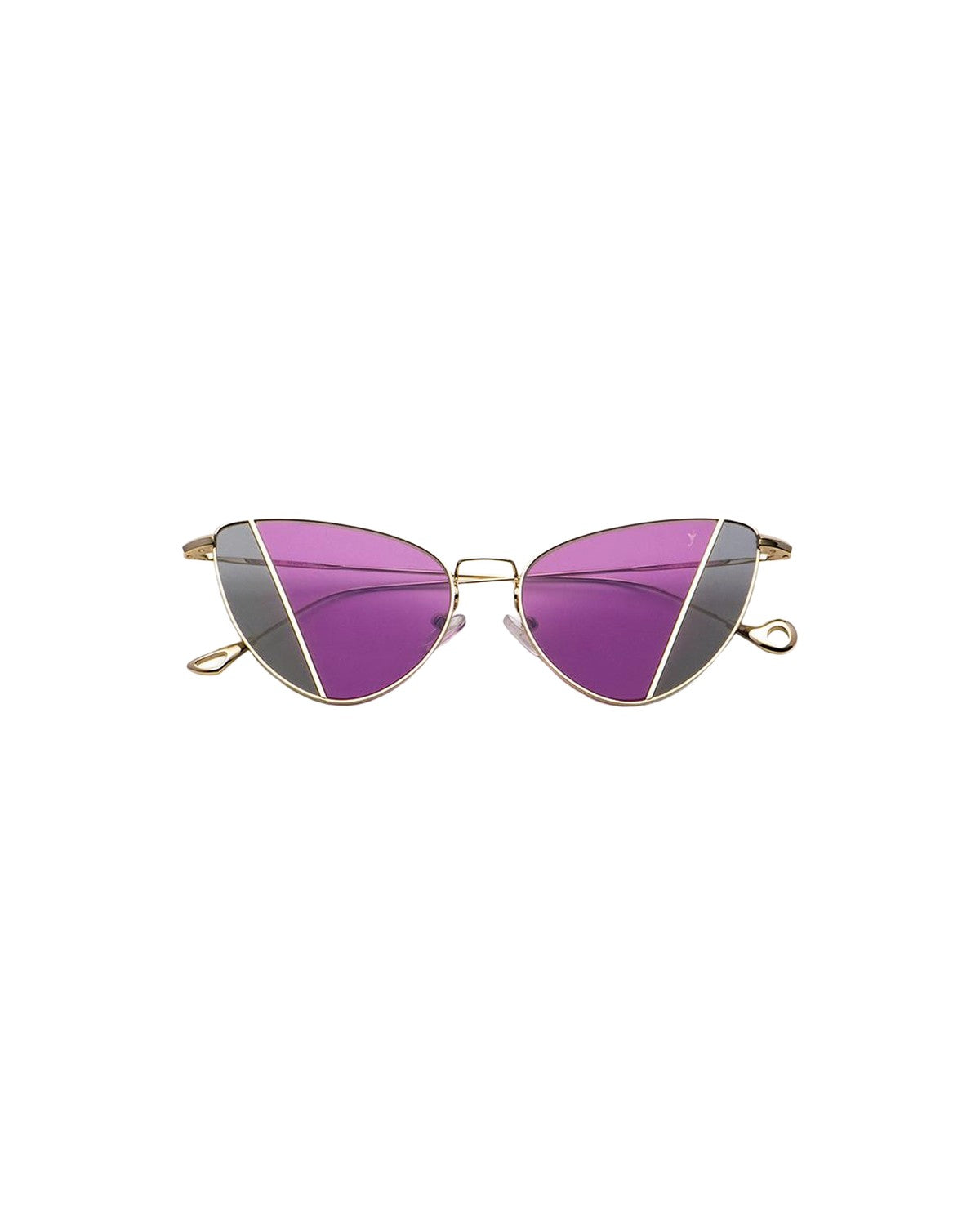 Front view of EYEPETIZER BILL C.2-C-3 sunglasses with purple lenses and gold-toned metal frame.