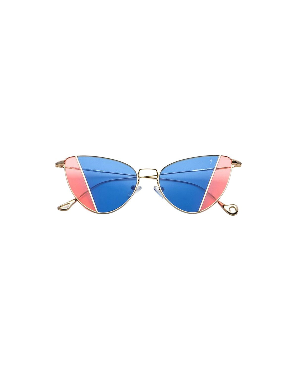 Front view of EYEPETIZER BILL C.2-I-2 sunglasses with blue and pink split lenses.