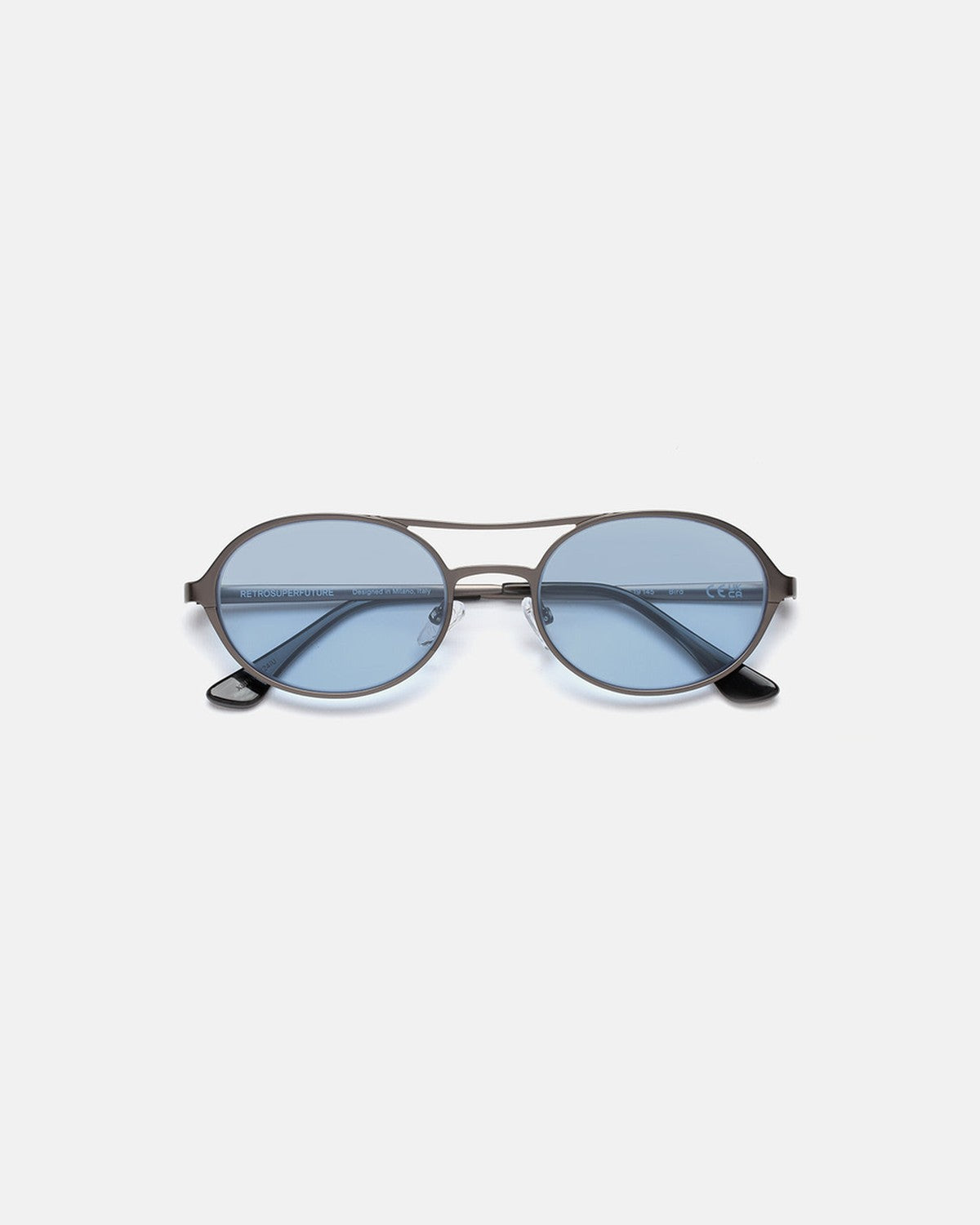 Front view of RETROSUPERFUTURE Bird Blue-Gun sunglasses.