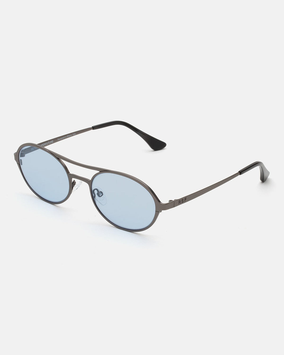 Angle view of RETROSUPERFUTURE Bird Blue-Gun sunglasses.