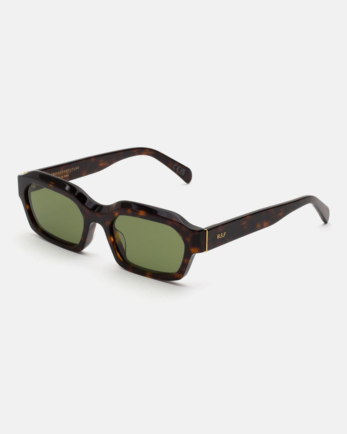 Angled view of RETROSUPERFUTURE Boletus 3627 sunglasses showing tortoiseshell frame and temple details.
