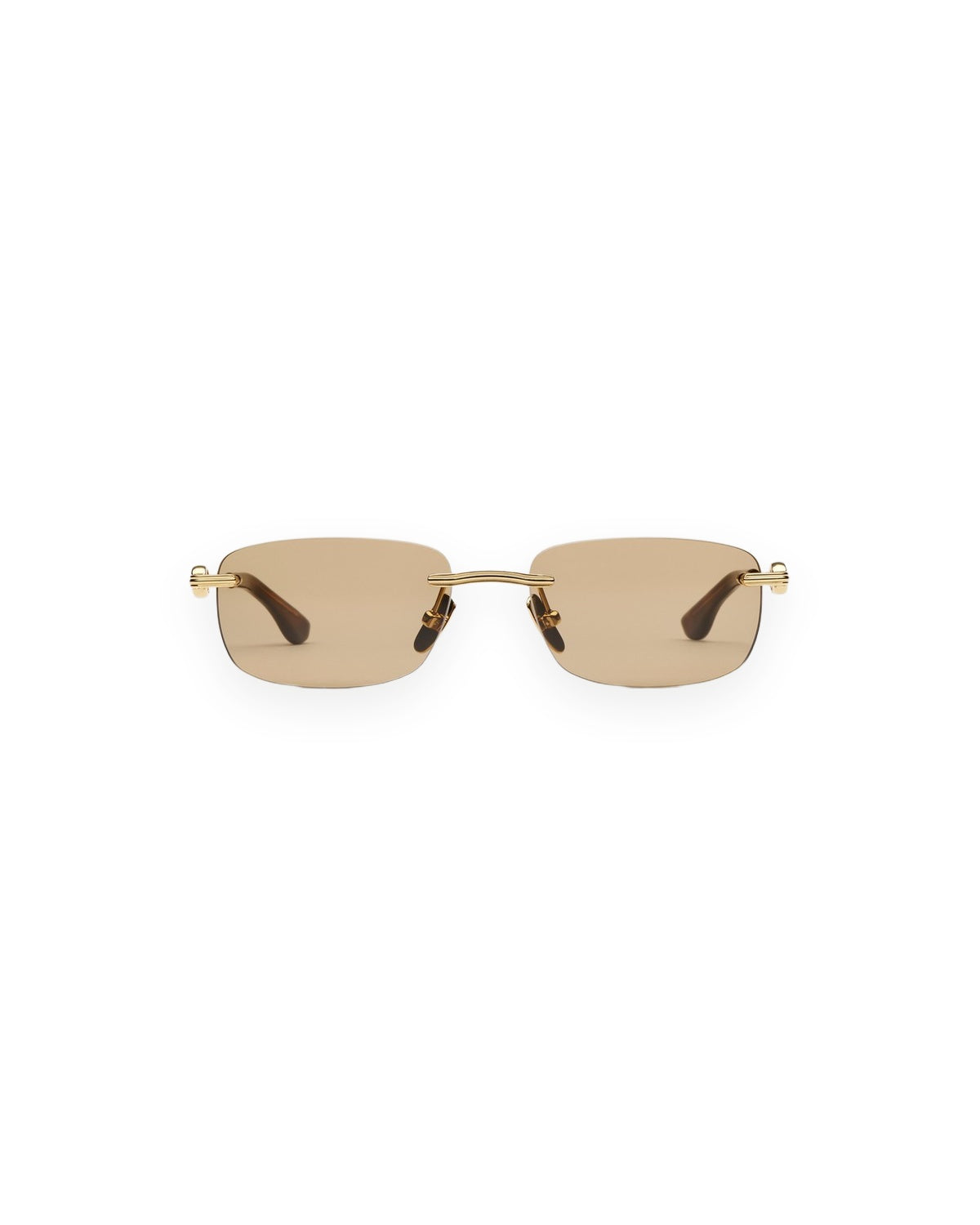 Front view of CHIMI Cadenza Navigator Brown sunglasses with rimless lenses.