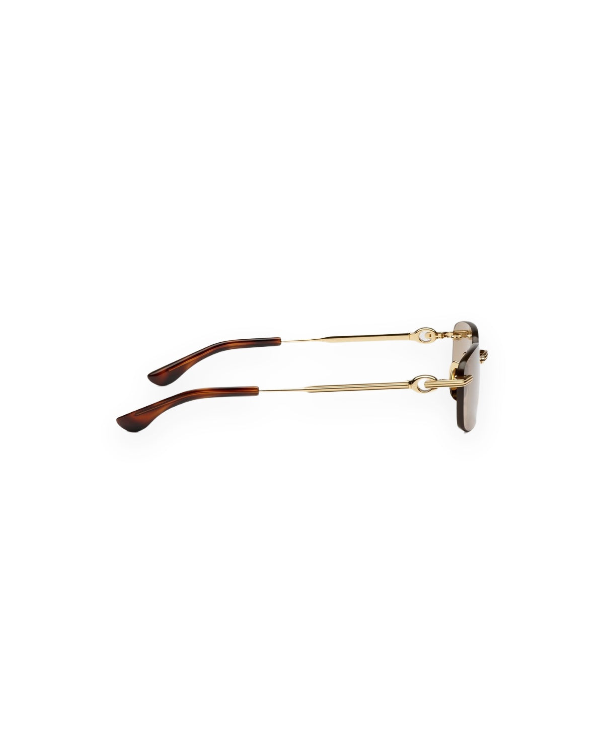Top-down view of CHIMI Cadenza Navigator Brown sunglasses showing both temples.