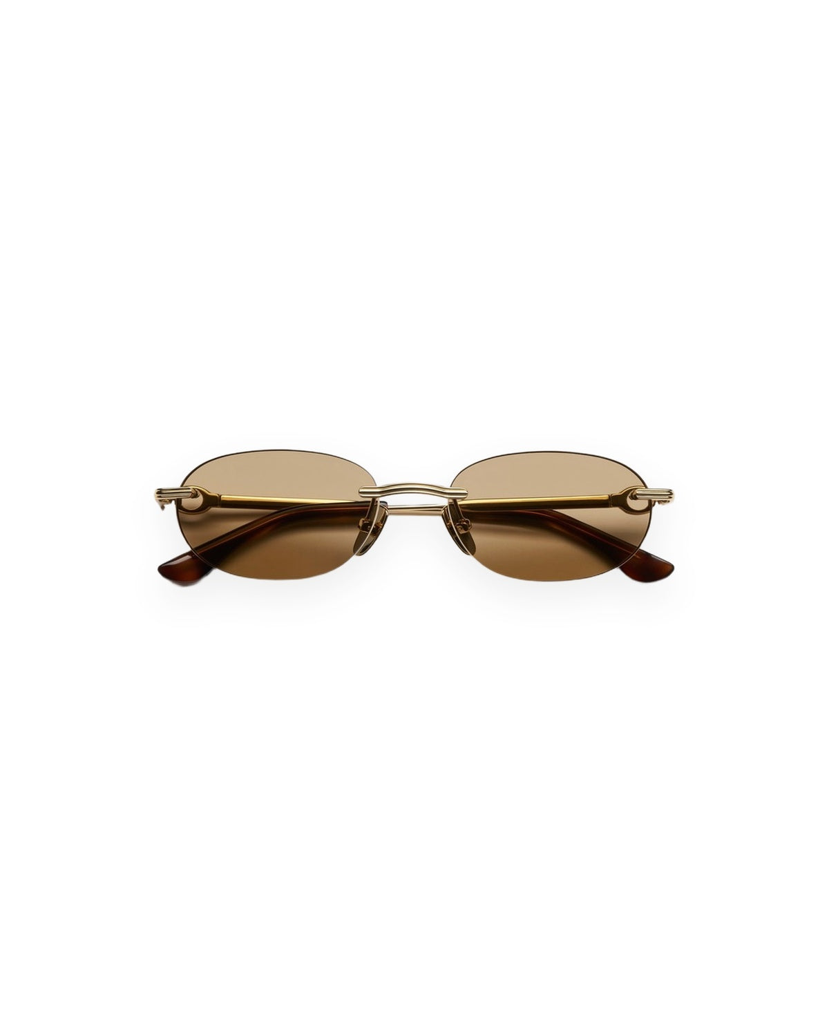 Front view of CHIMI Cadenza Oval Brown sunglasses.