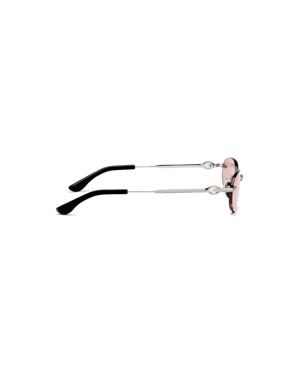 Top-down view of CHIMI Cadenza Oval Pink Low sunglasses showing folded temples.