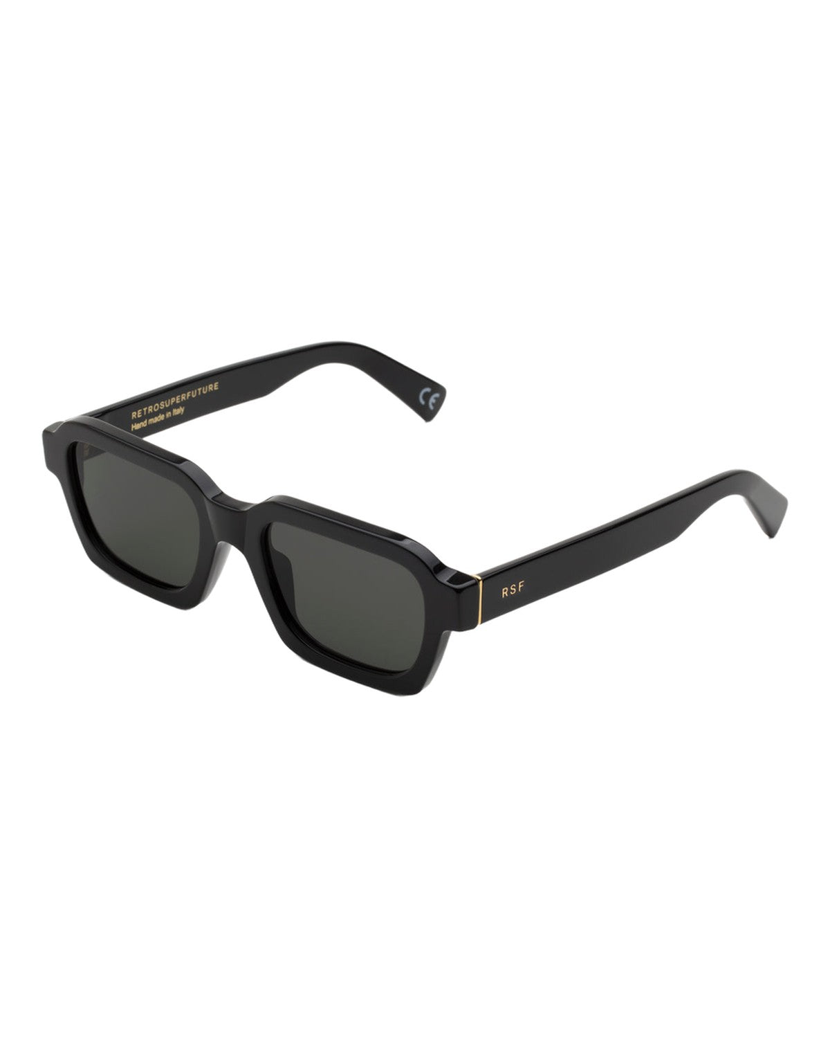 Angle view of RETROSUPERFUTURE Caro Black sunglasses.