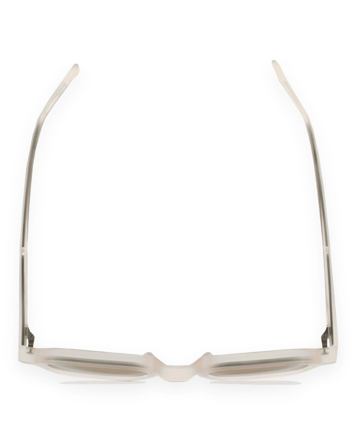 Overhead view of KALEOS Castillo Crystal Yellow Matte Brown sunglasses showing temples.