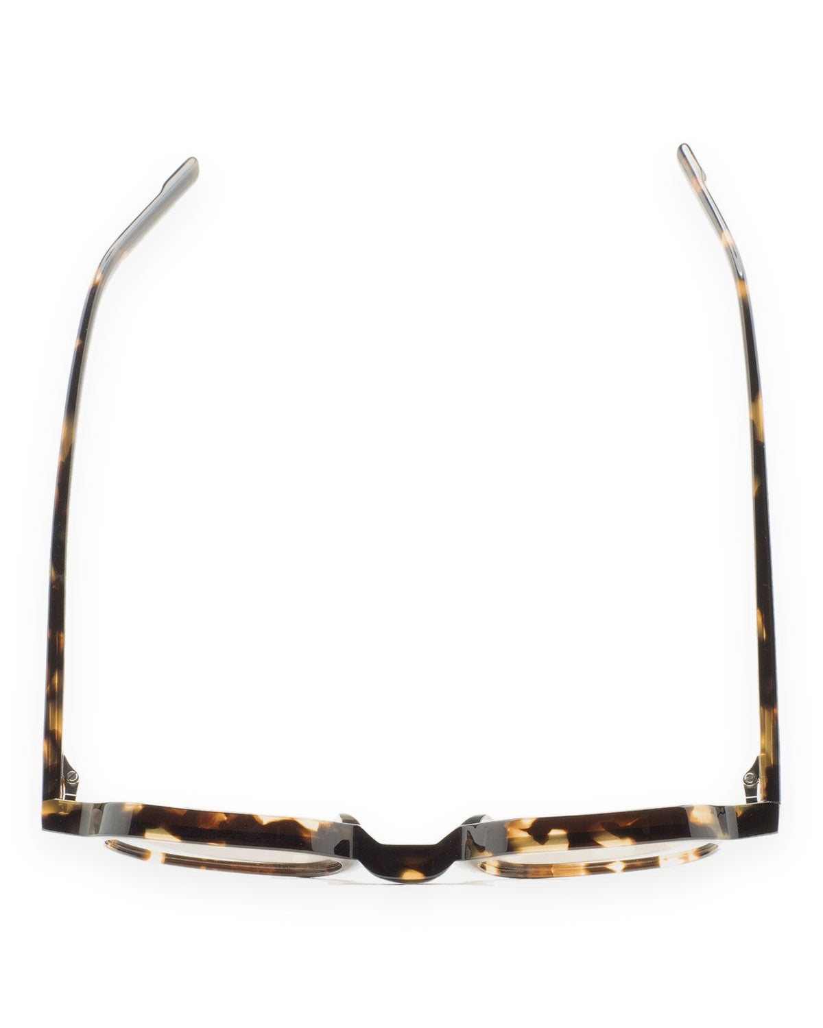 Top-down view of KALEOS Castillo Dark Havana Yellow sunglasses with folded temples.