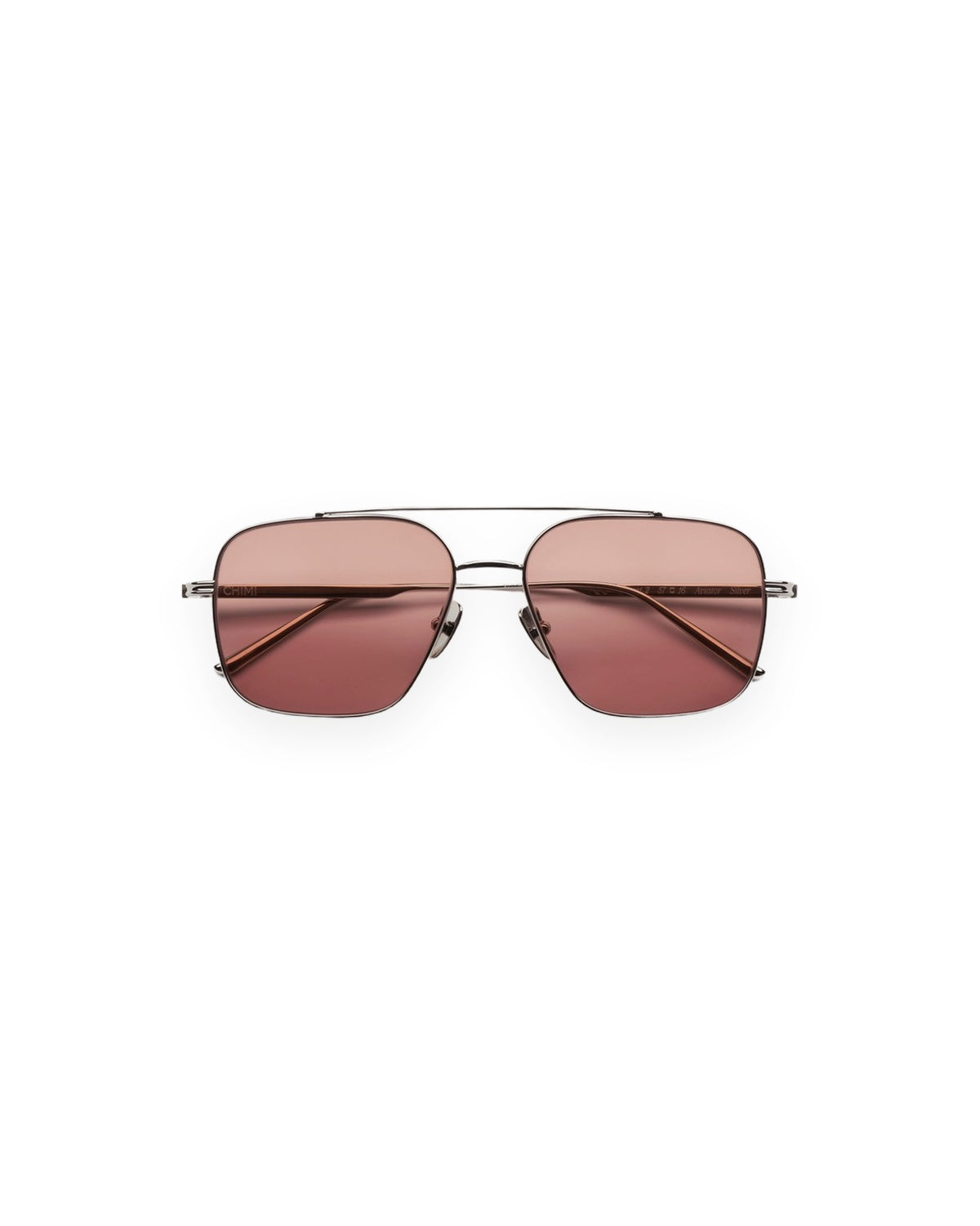 Front view of CHIMI CC Titan Aviator Silver Medium sunglasses.