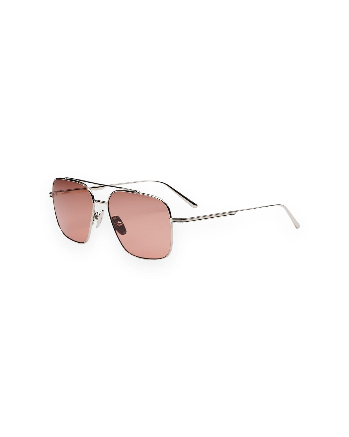 Angle view of CHIMI CC Titan Aviator Silver Medium sunglasses.