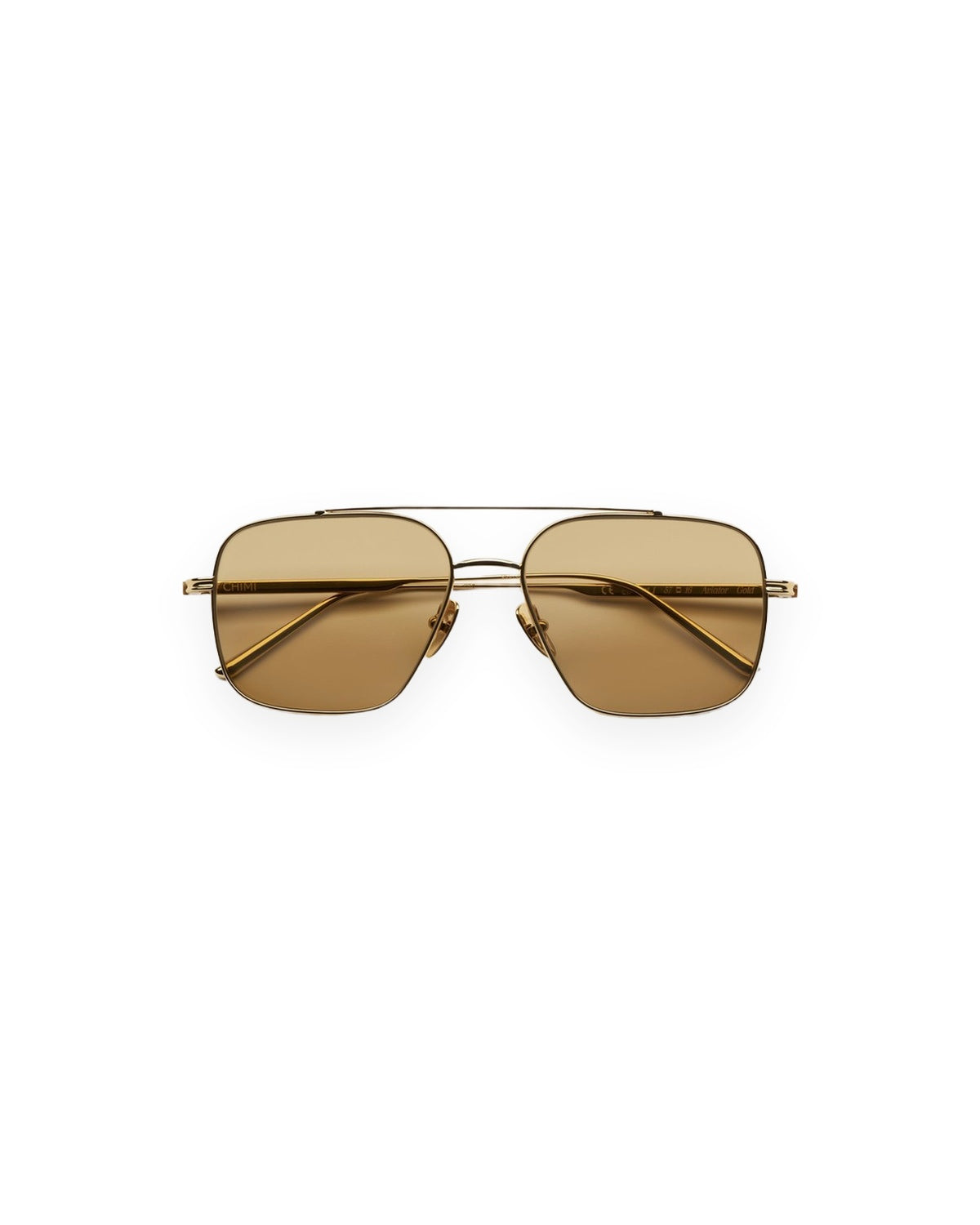 Front view of CHIMI CC Titan Aviator Gold sunglasses.