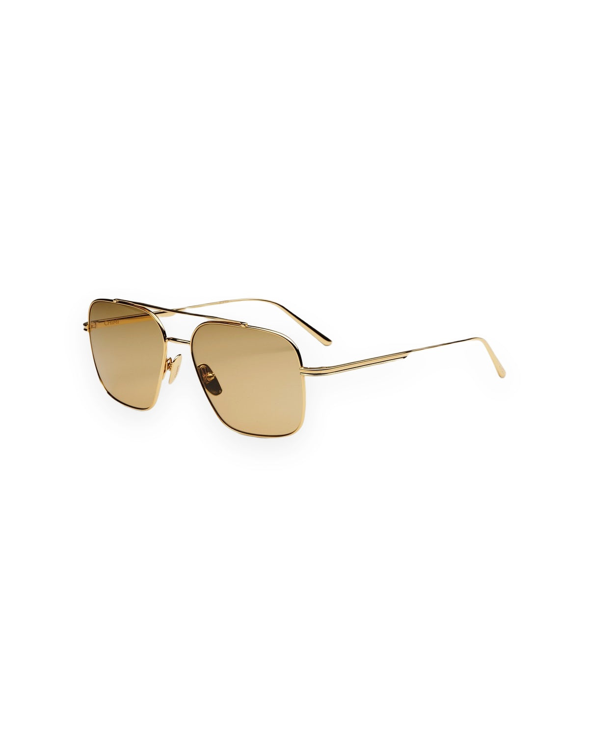 Angle view of CHIMI CC Titan Aviator Gold sunglasses.