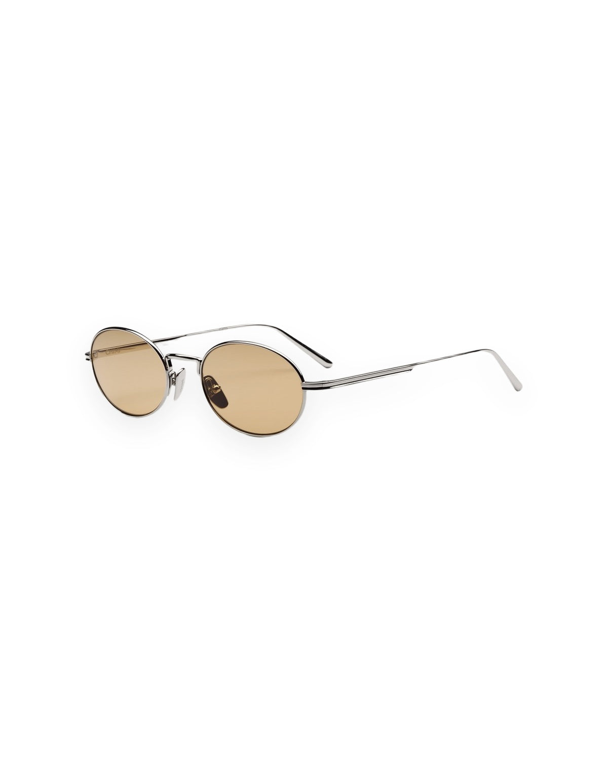 Angle view of CHIMI CC Titan Oval Silver sunglasses.