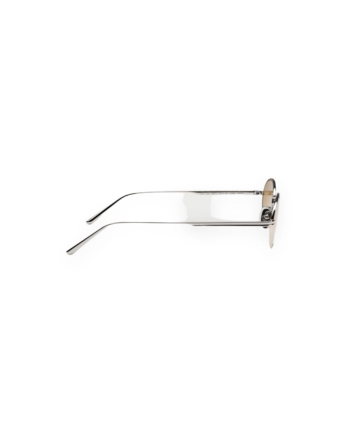 Side profile of CHIMI CC Titan Oval Silver sunglasses showing the temple.