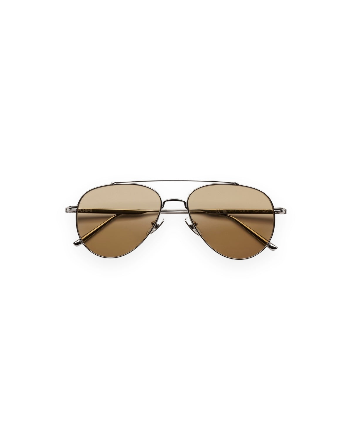 Front view of CHIMI CC Titan Pilot Silver sunglasses.